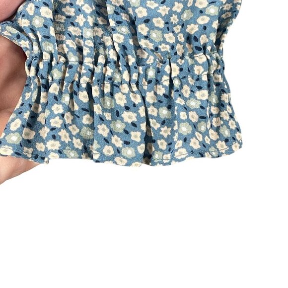 Madewell Silk Poet Popover Top Bitsy Floral Blue Size XS Extra Small Long Sleeve - Picture 6 of 7